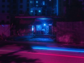 Street Night City Neon Buildings 4k Wallpaper | TOPpng